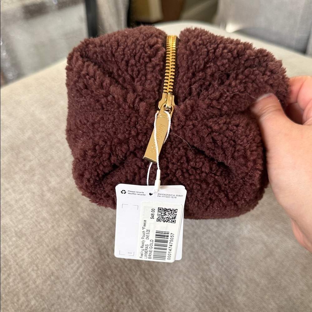 Lululemon Athletica Brown Fleece Makeup Pouch with Gold Accents - Picture 9 of 16